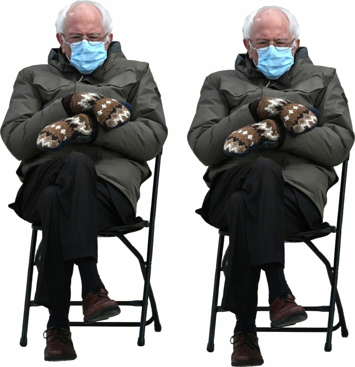 (2 Pack!) Bernie Sanders Mittens Meme Sticker Inauguration 2021 Car Truck 4″x2″