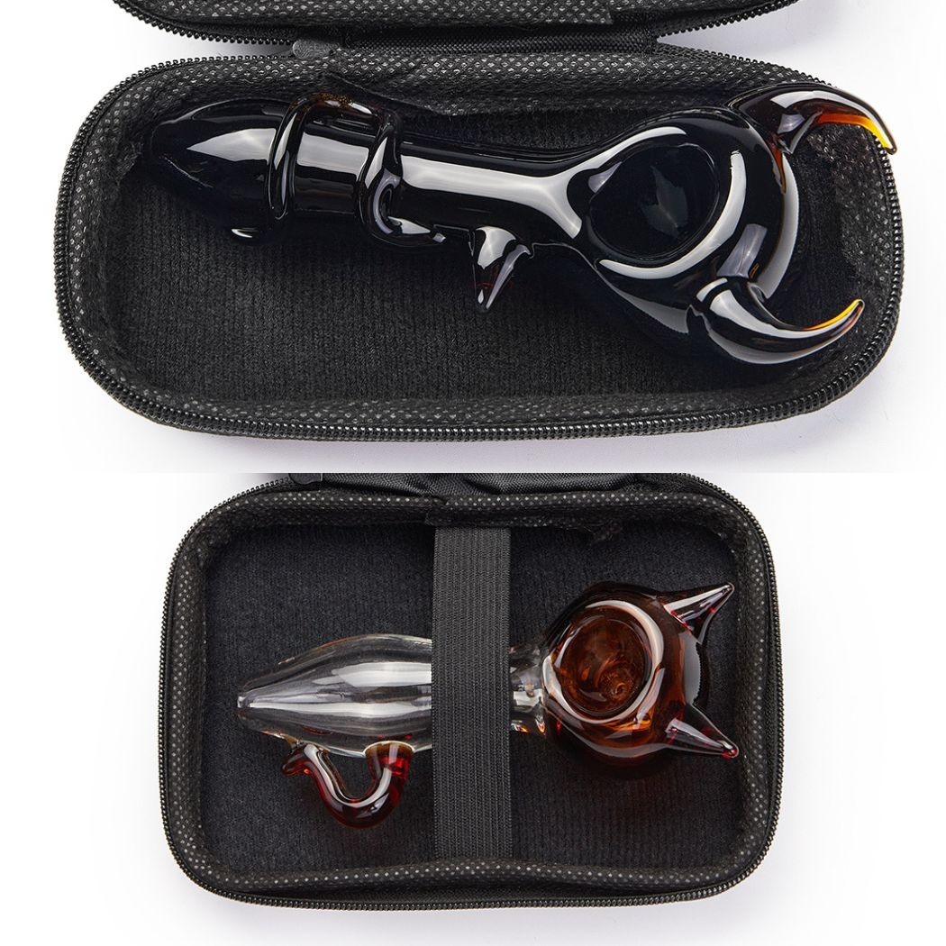 ( Pack of 2 ) 4″ Tobacco Smoking Glass Pipe Collectible Handmade Pipes with Box
