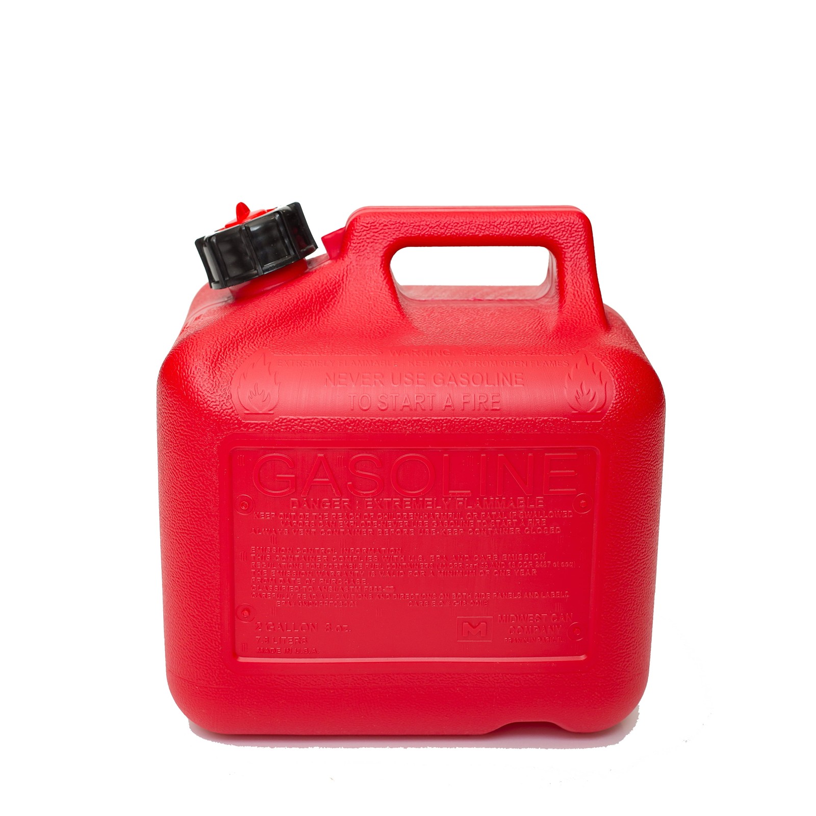 (2 Pack) Auto Shut off Gasoline Can, 2 Gallon, 8 Oz. Cpacity, Red in Color, Mod