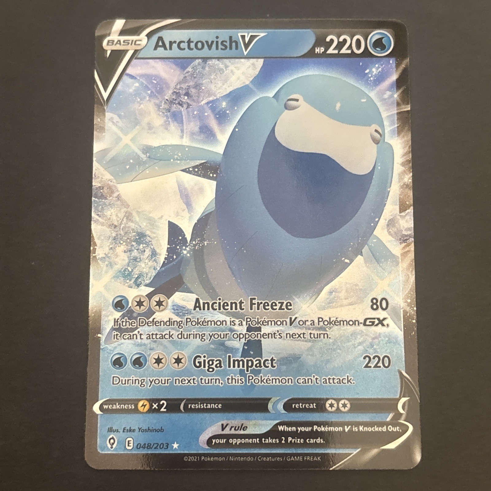 Arctocish V 048/203 Ultra Rare Holo SWSH: Evolving Skies Pokemon TCG NM 2021