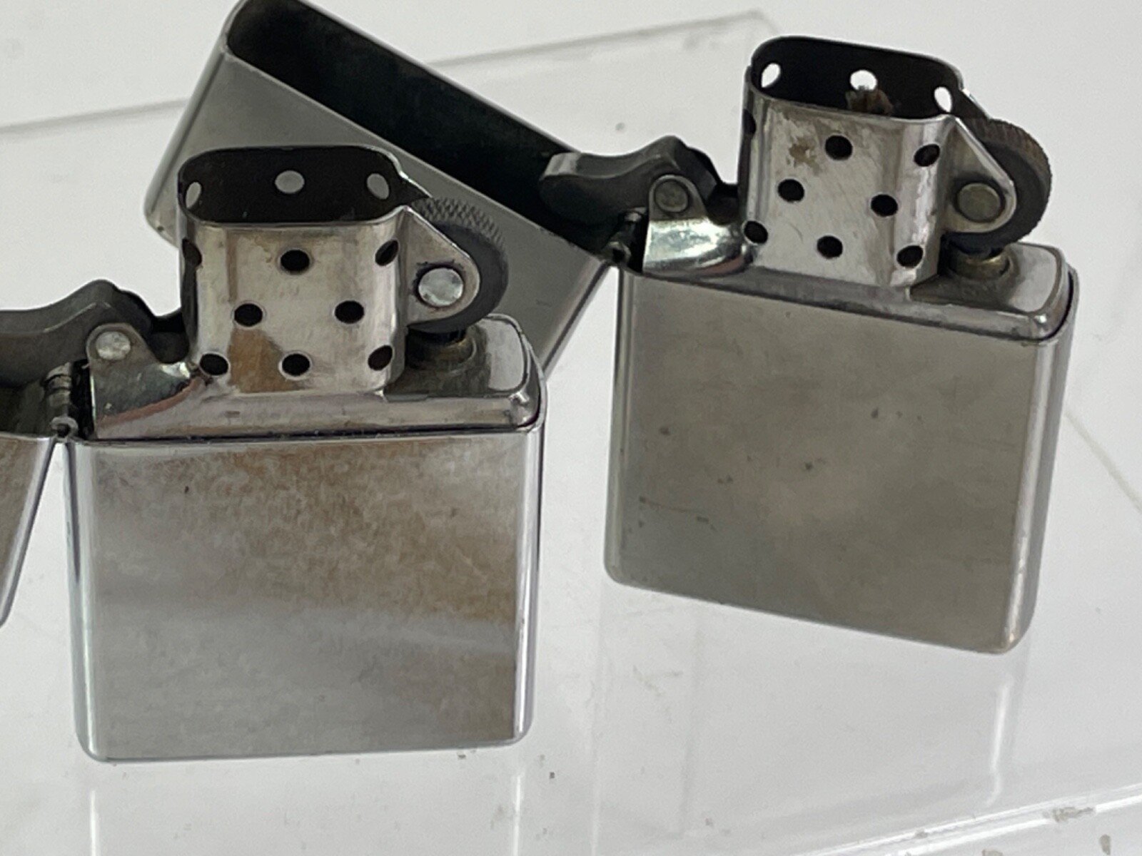 Collection of Two Zippo Lighters Silver Chrome Satin finished 2004 & 2015