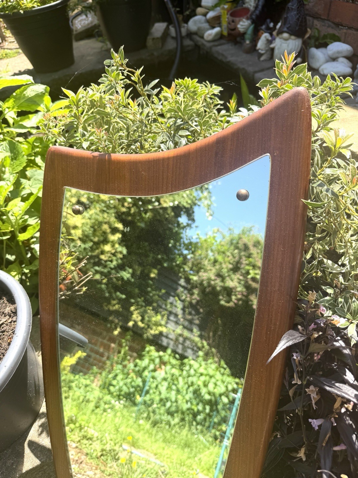 Mid century Atomic Asymmetrical Teak Danish Mirror