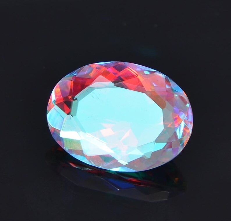 Natural Certified Oval Cut 50 CT Rainbow Color Mystic Topaz Loose Gemstone