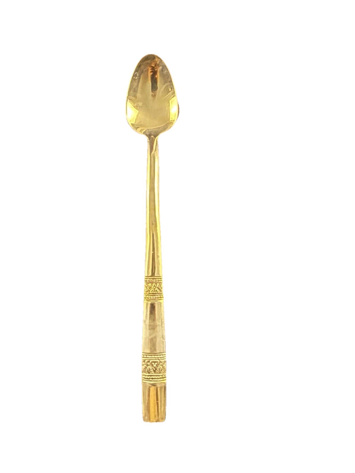 VTG Brass Long Handle Ice Tea Spoons Set Of 12 Ornate Decorative Handles