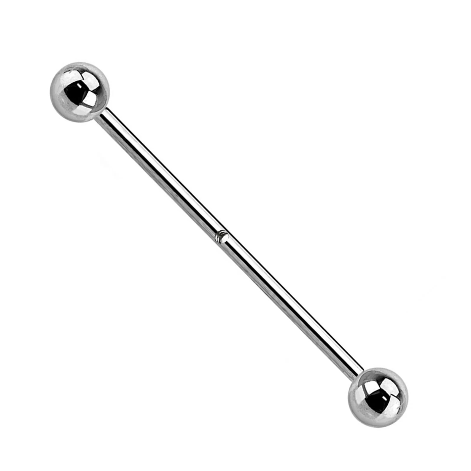14G 38mm Industrial Shaft with Internal Thread Hole Middle 14K White Gold Over