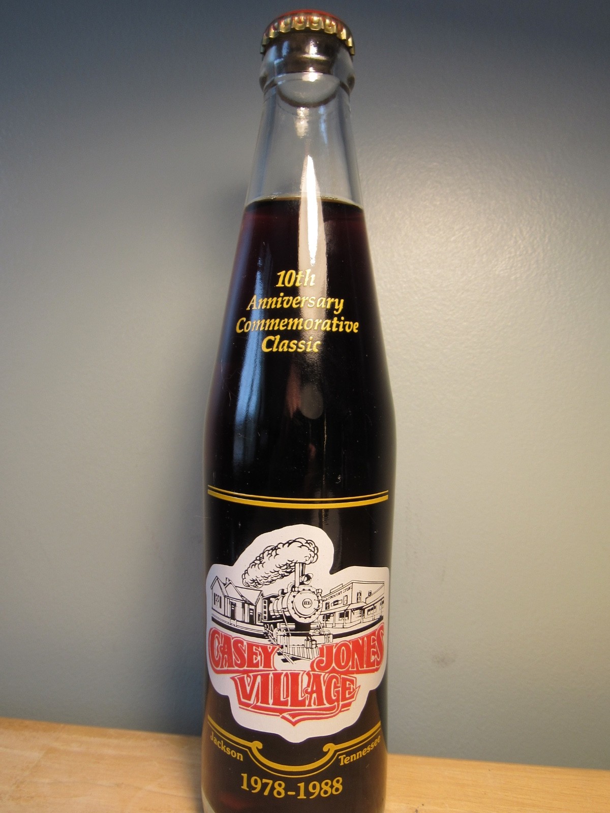 CASEY JONES VILLAGE – Coca Cola Bottle – 10th Anniv. 1988 – Jackson, Tennessee