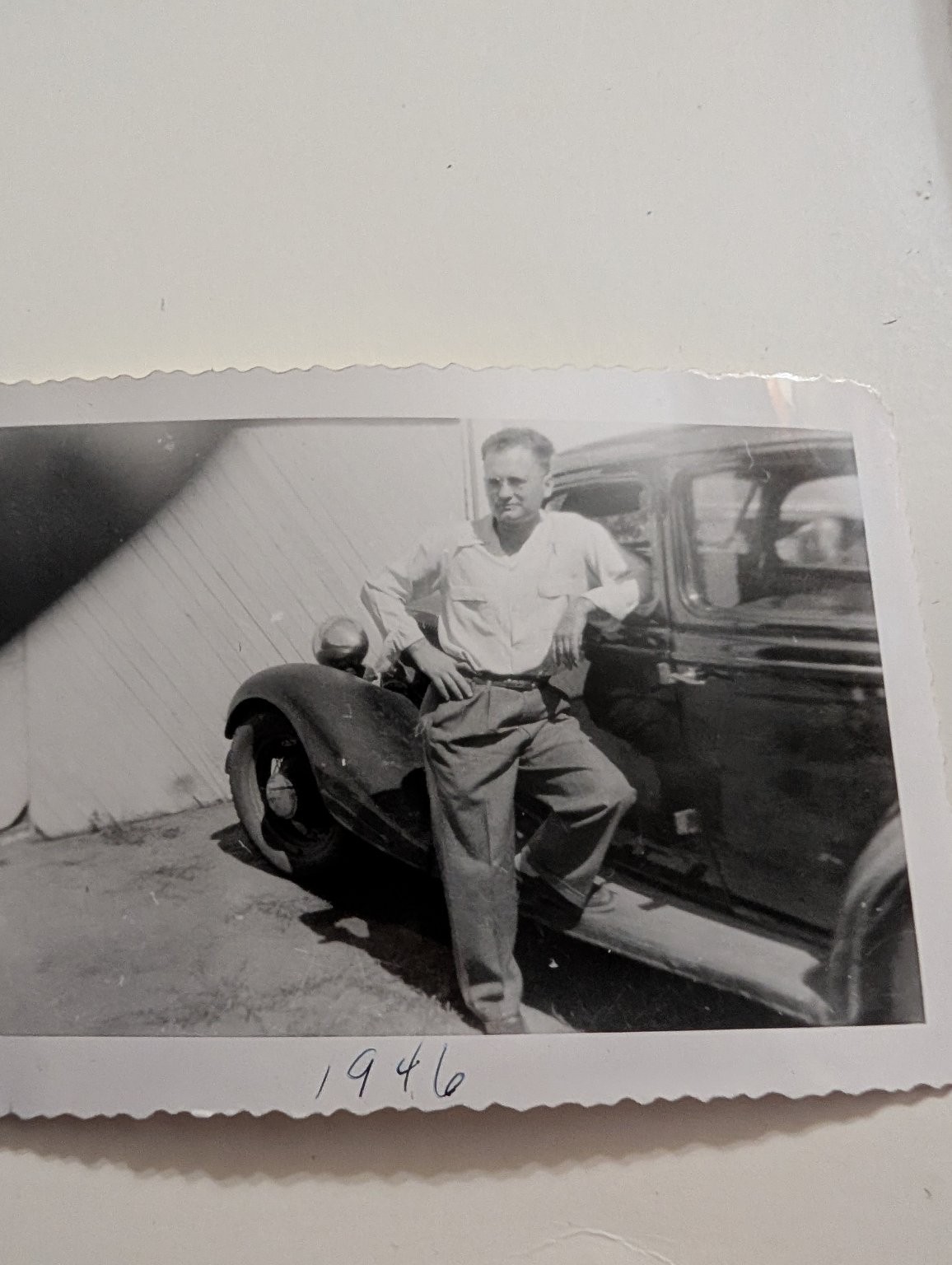Man Classic Car 1940s Snapshot Photograph Minneapolis Vintage Americana
