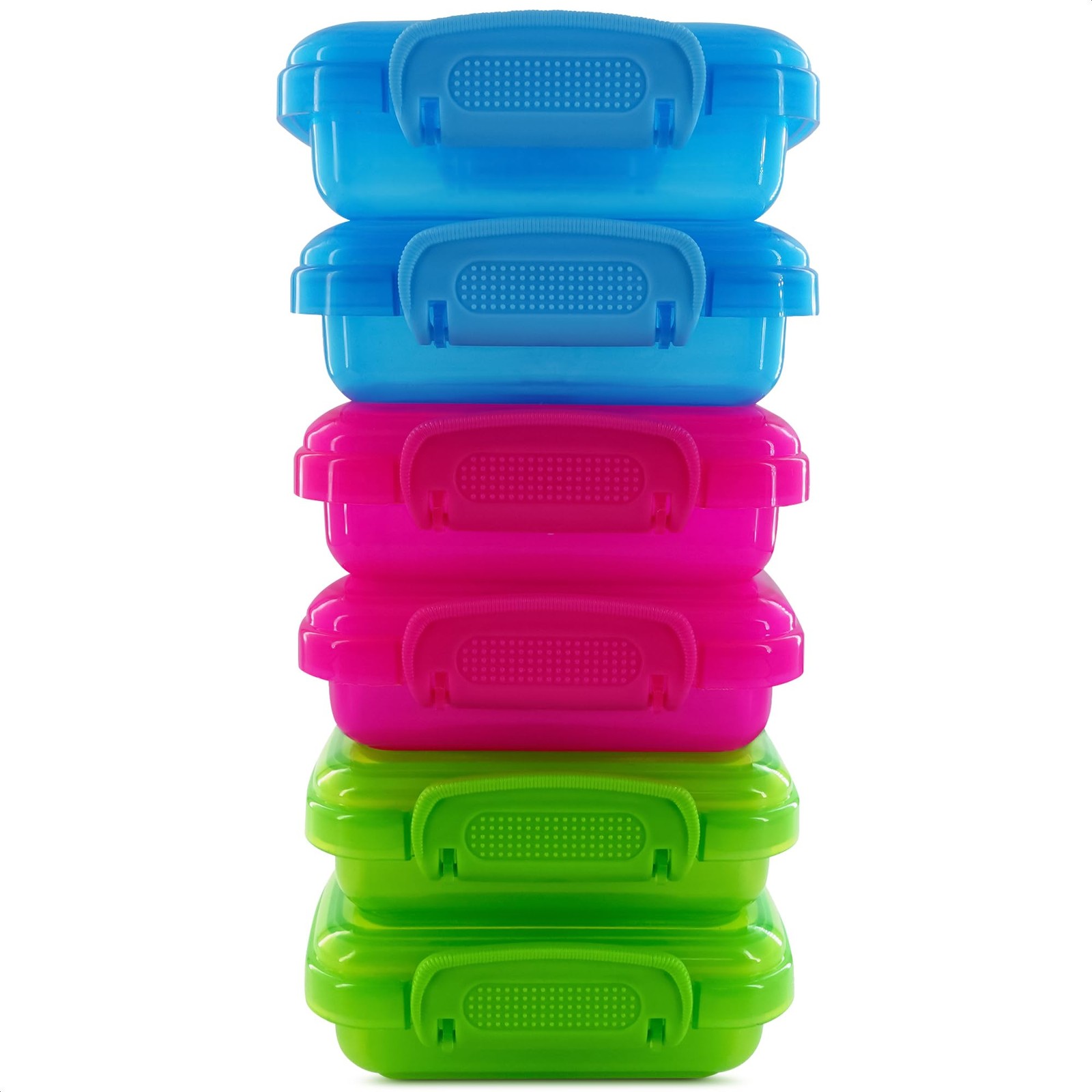 6 Pcs Lock Top Snack Containers with Lids – 4.6 Oz Small Mini, Multicolored