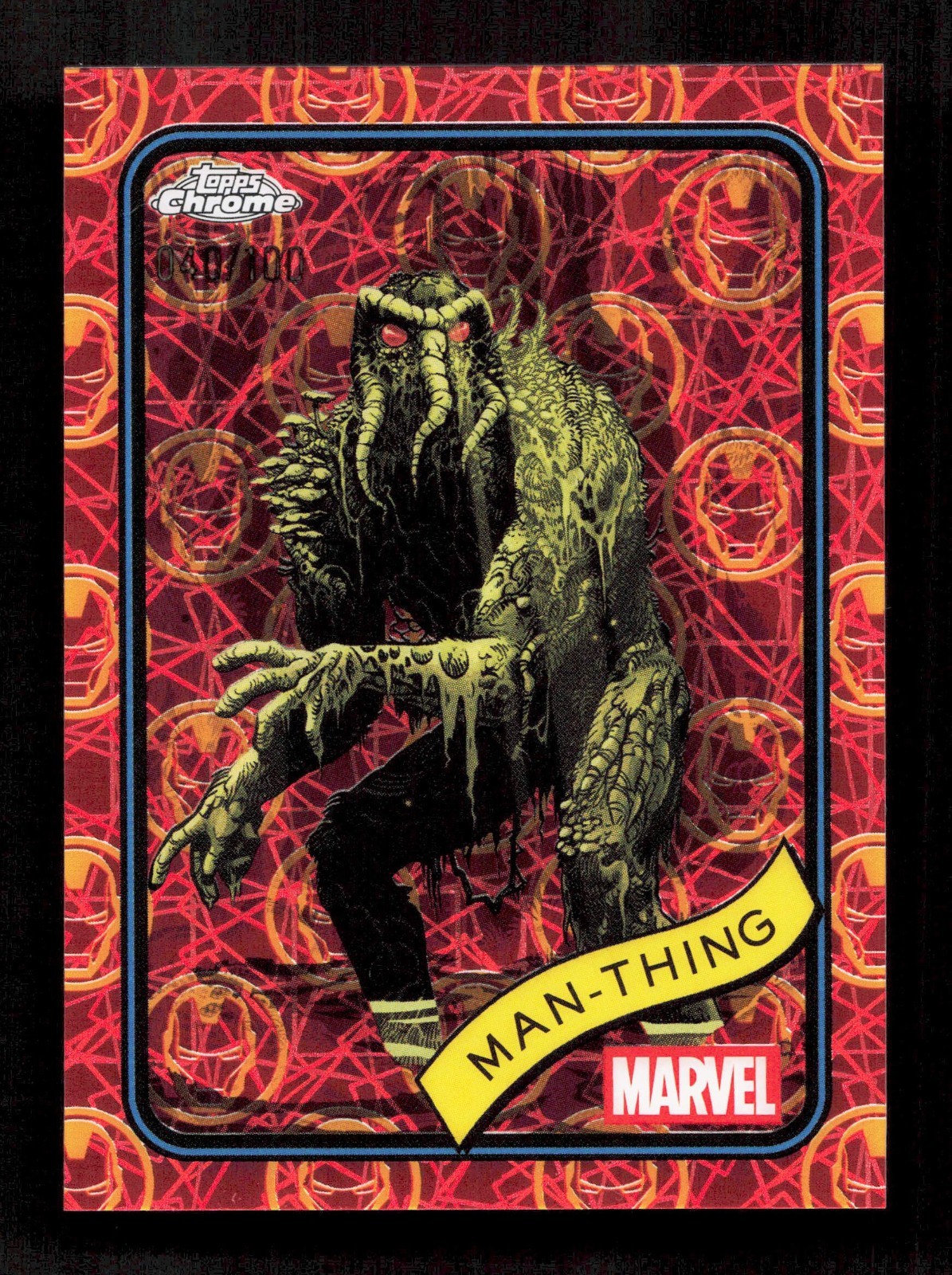 Topps Man-Thing Iron-Man Red & Gold Lazer Refractor /100 Marvel Chrome 2025 #31