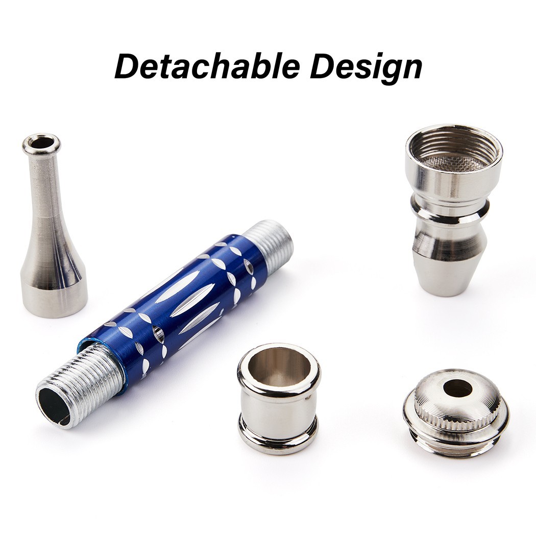 ( 3Pack ) 4.3″ Long Metal Pipe Lay Flat Tobacco Smoking Hand Pipes with Caps Lid
