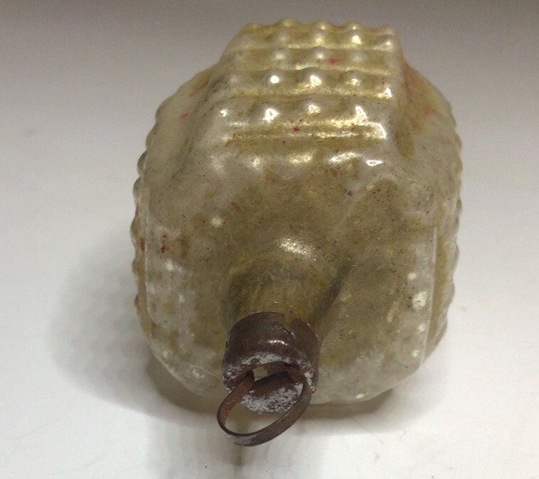 Rectangular Bumpy Glass Ornament Gold 1 7/8 Inch x 1 1/8 Inch Vtg