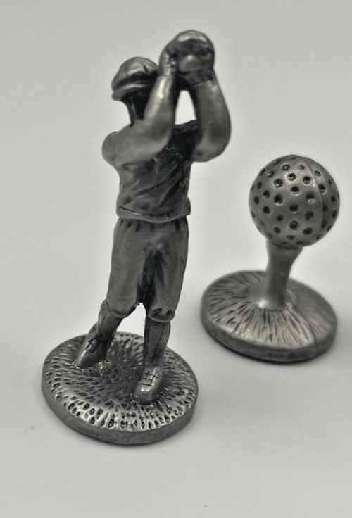 Golf Tic Tac Toe Pewter Figures No Board. 10 Replacement Pieces.