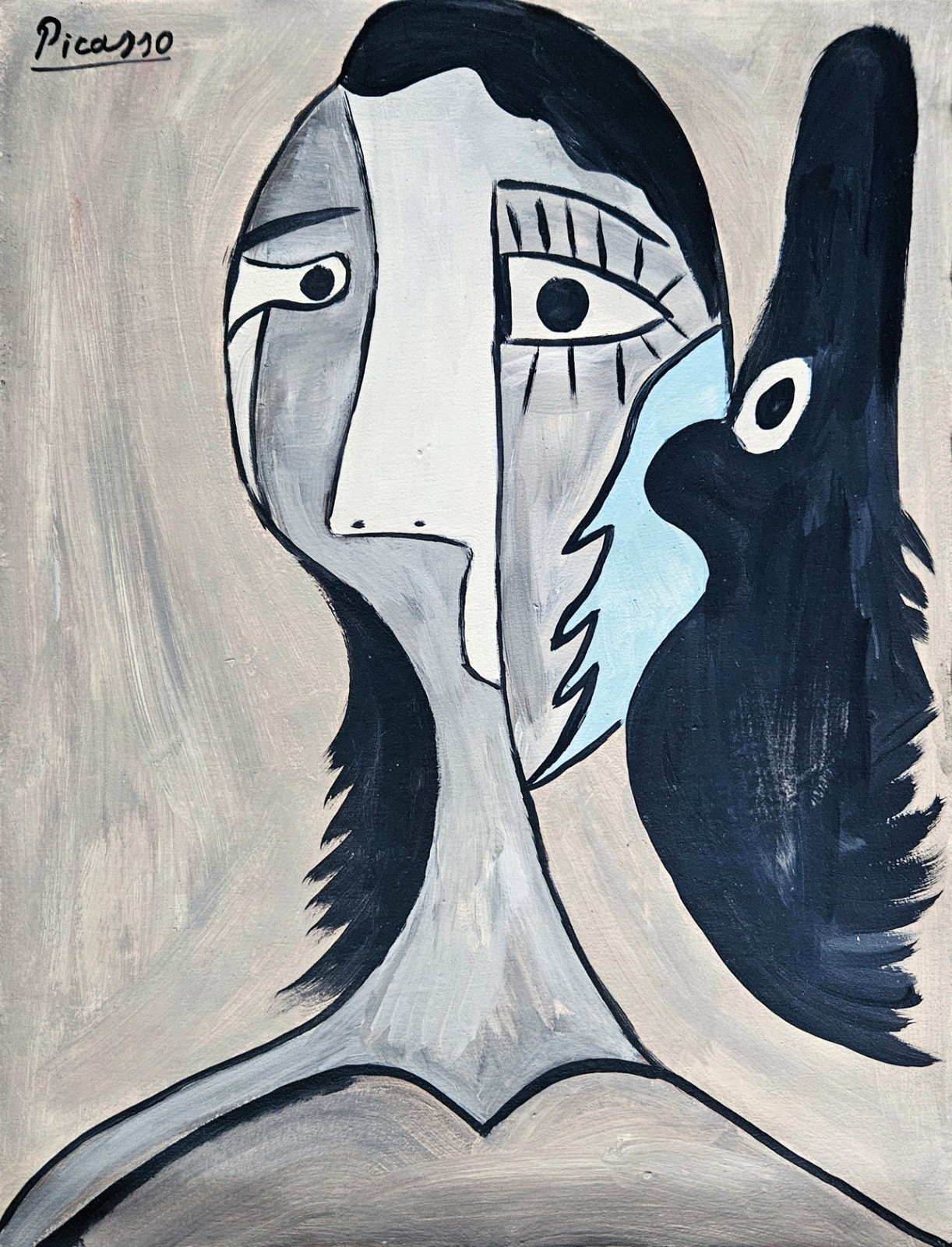 Pablo Picasso Signed Cubist Oil Painting on Canvas – Spanish Modern Art