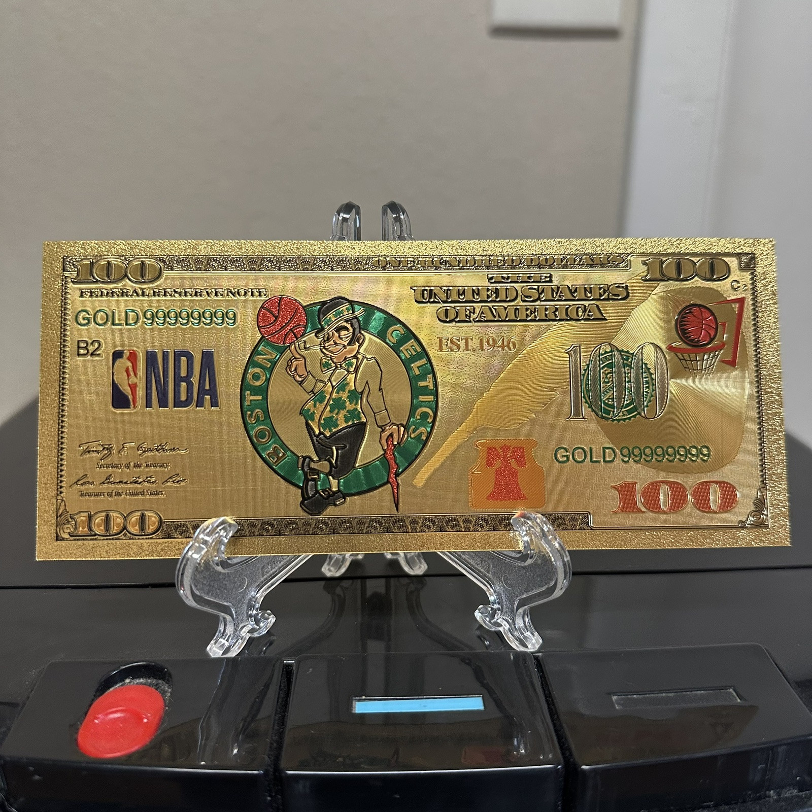 Gold Foil Plated Boston Celtics Basketball Team Banknote Collectible