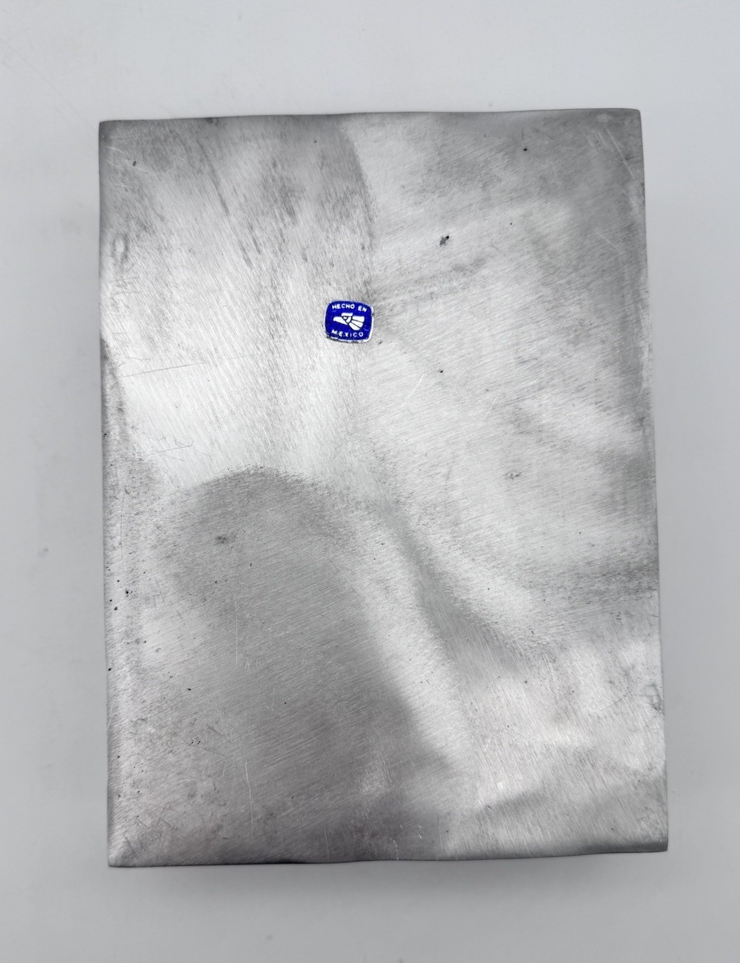 TRINKET BOX Rectangular with Star Motif Lid Glossy Pot Metal-Aluminum(?) 7”