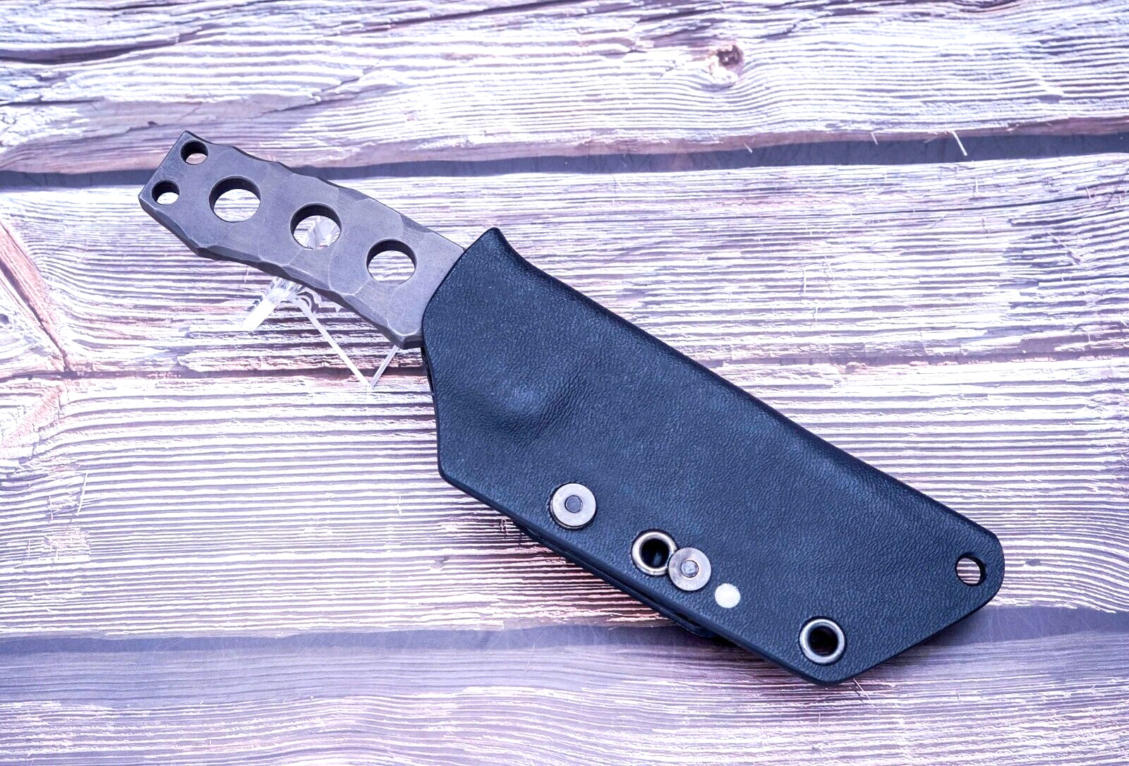 Raid Ops Fixed Blade (PSK) Knife, Gray Blasted D2, Black Kydex Sheath