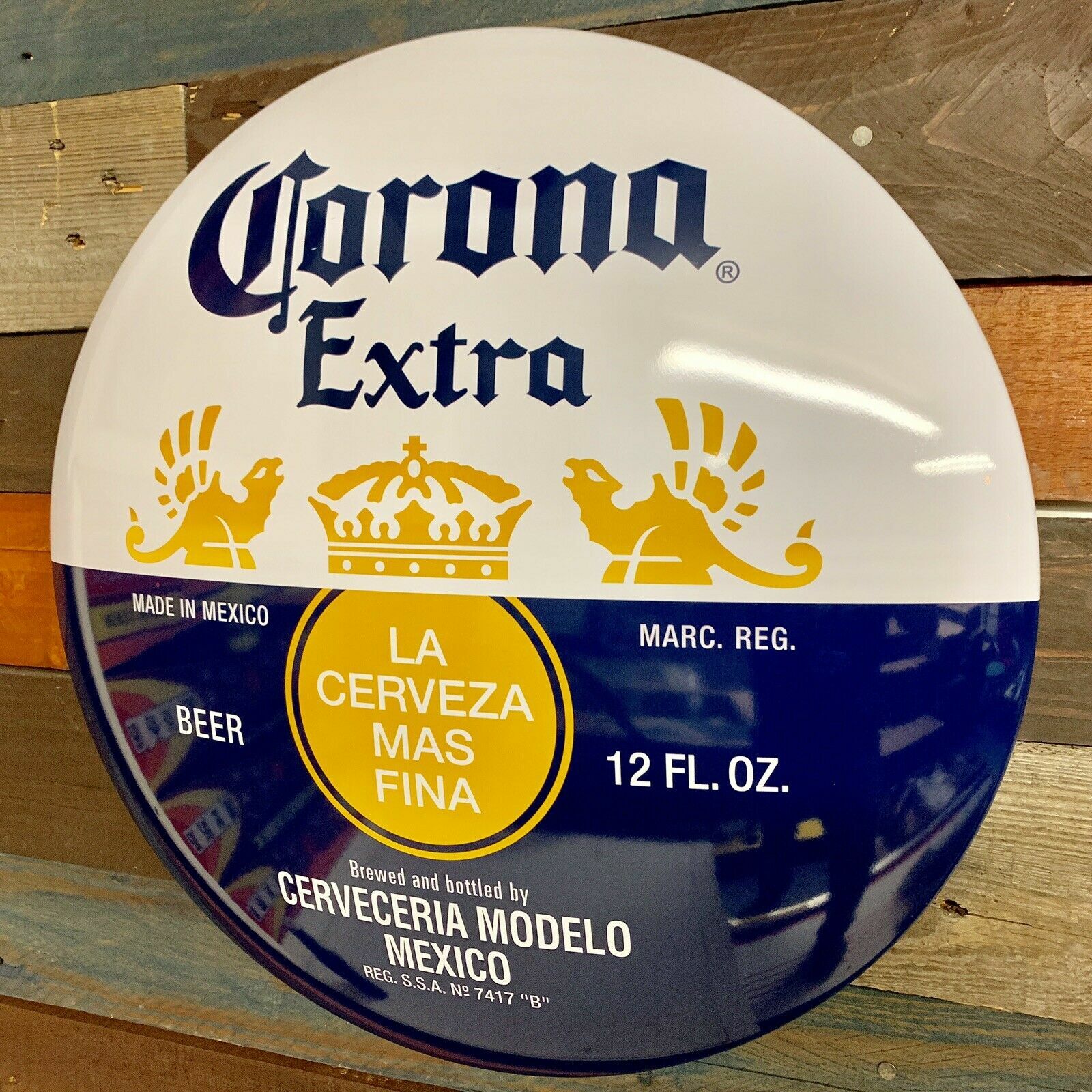 Corona Dome Round 15″ Metal Sign, Beer Bar Home Man Cave Garage Wall Decor