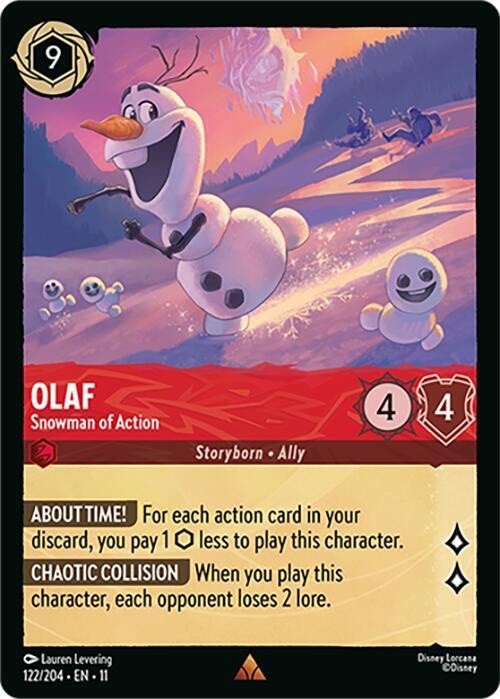 Disney Lorcana Winterspell – 122 Olaf, Snowman of Action, Rare Non Foil