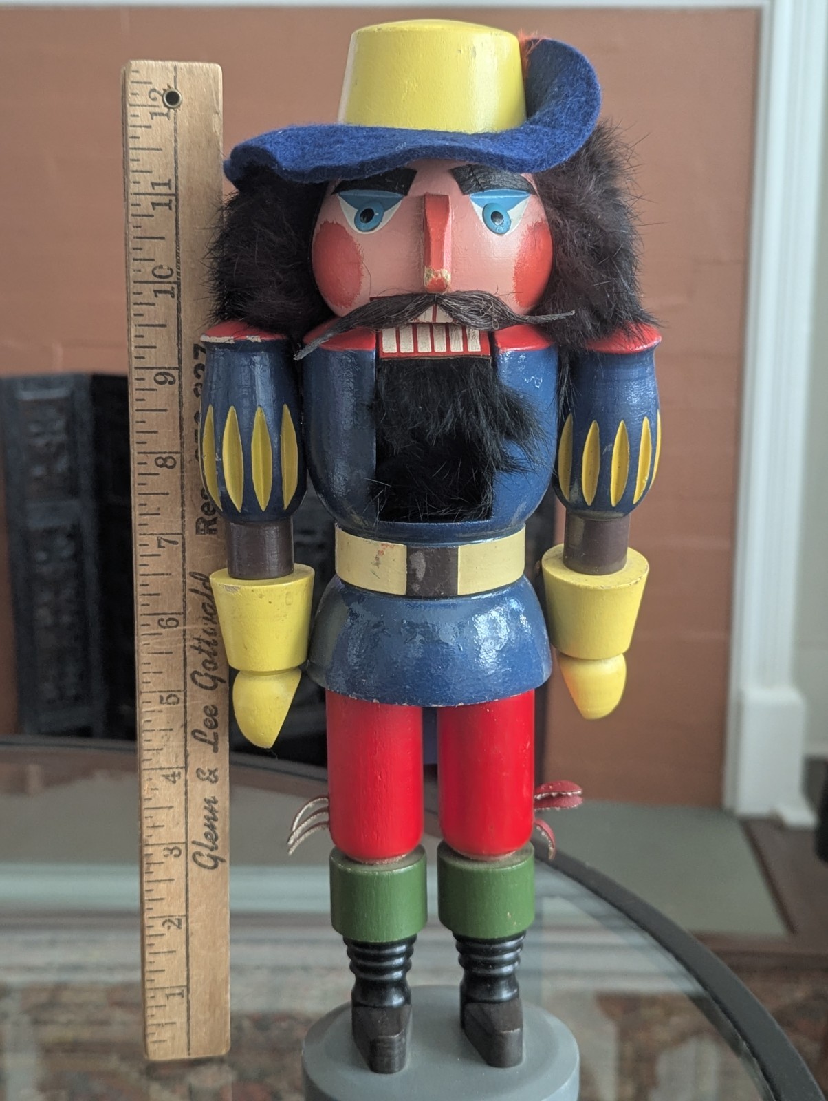 Vtg Erzgebirge German Wood Musketeer Nutcracker With Wear Missing Sword Xmas Art