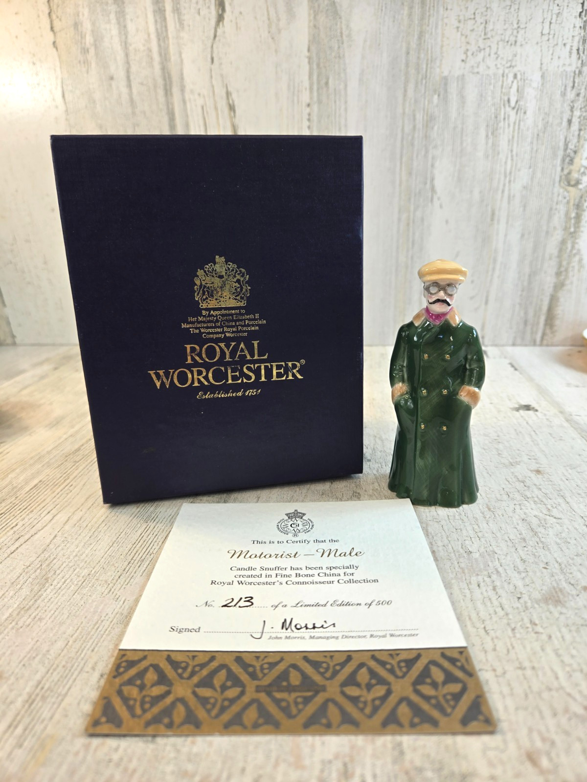 Royal Worcester Candle Snuffer Motorist Male Limited Edition 213 of 500