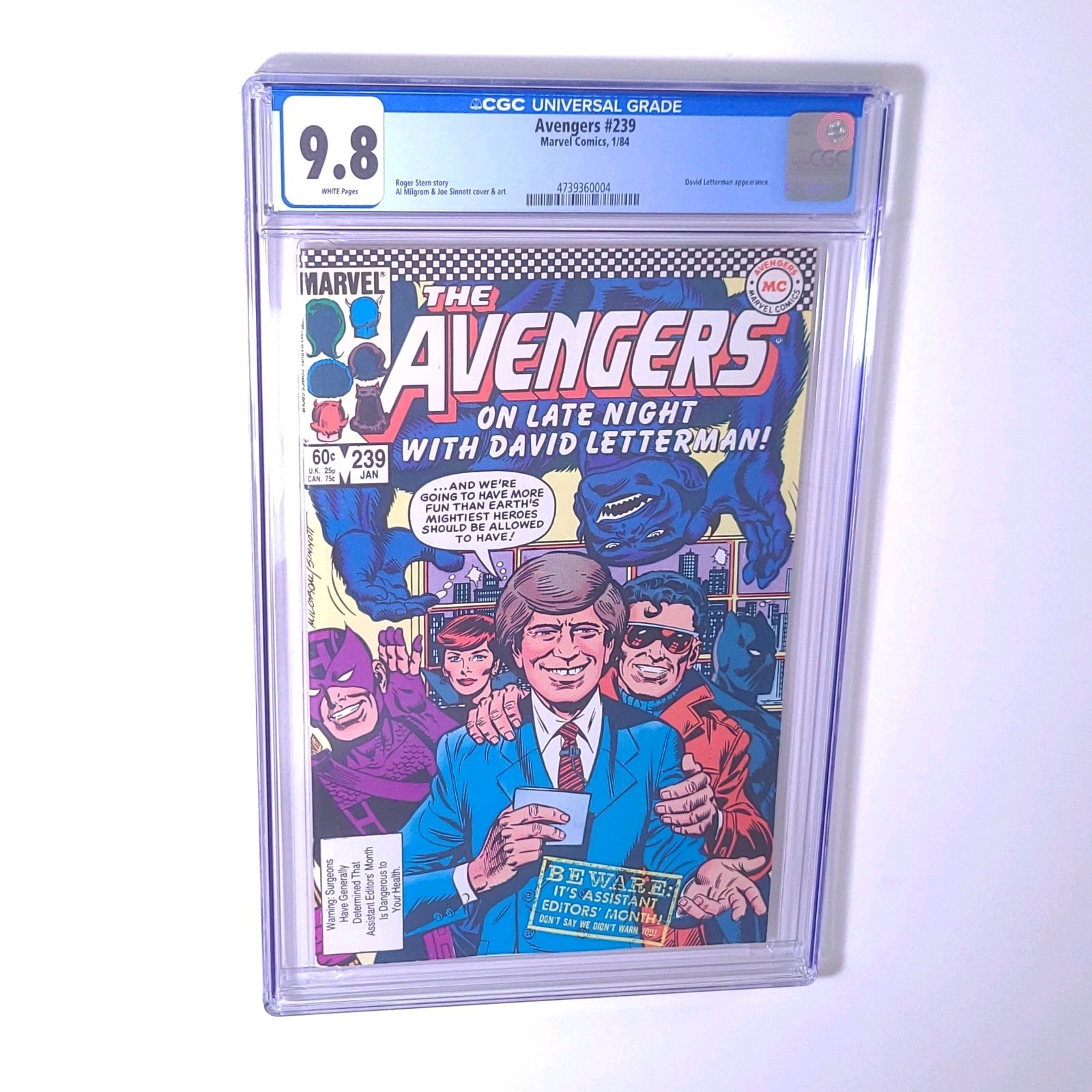 Avengers #239, CGC 9.8, White Pages (Marvel, 1984) David Letterman appearance