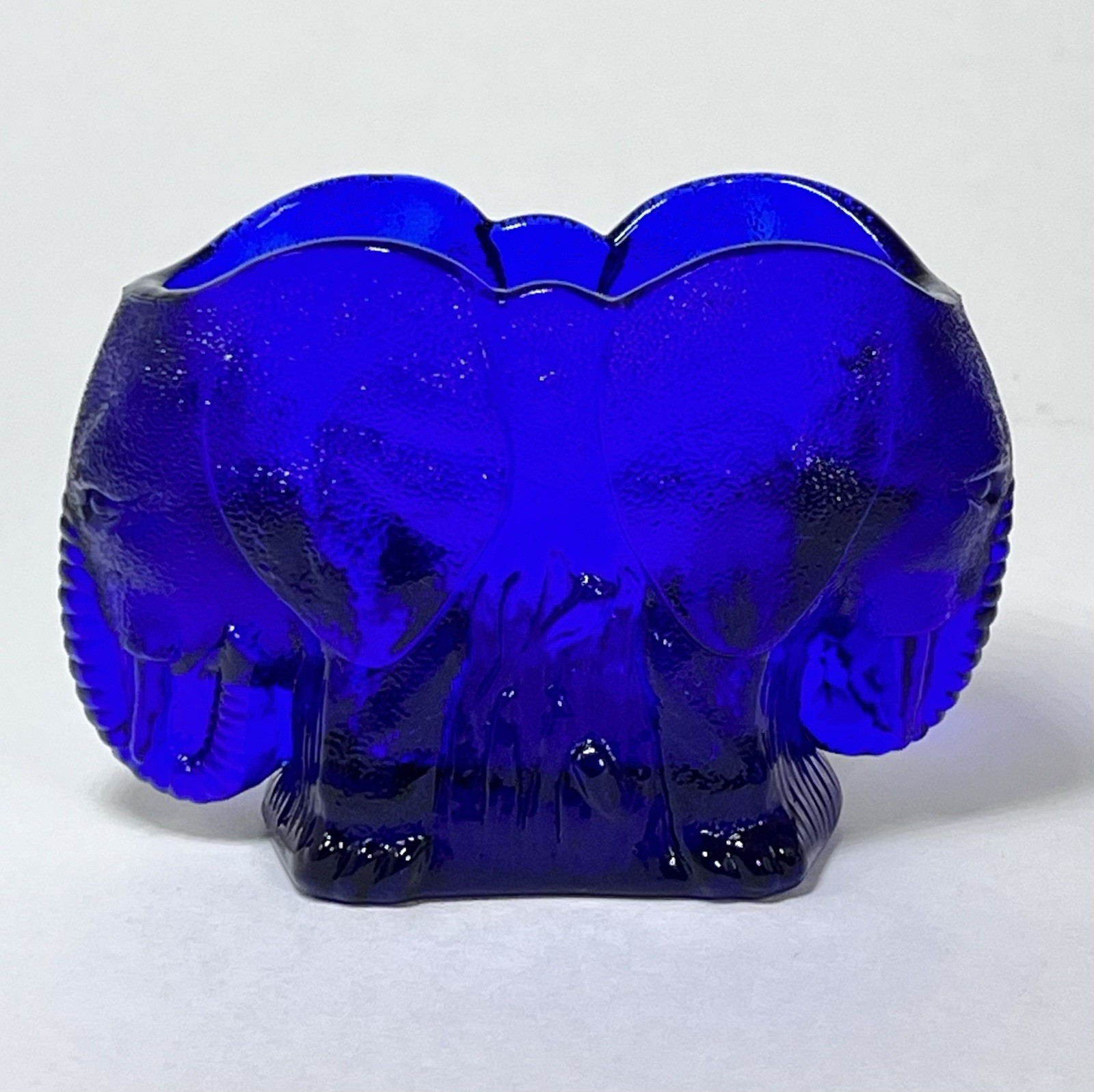 Double Elephant Toothpick/Matchstick Holder Summit Vogelson Glass Cobalt Blue