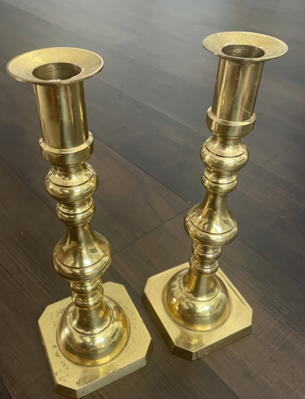 Vintage B. Altman & Co. Solid Brass Candlestick Holders Pair 10.5″ Made in Japan