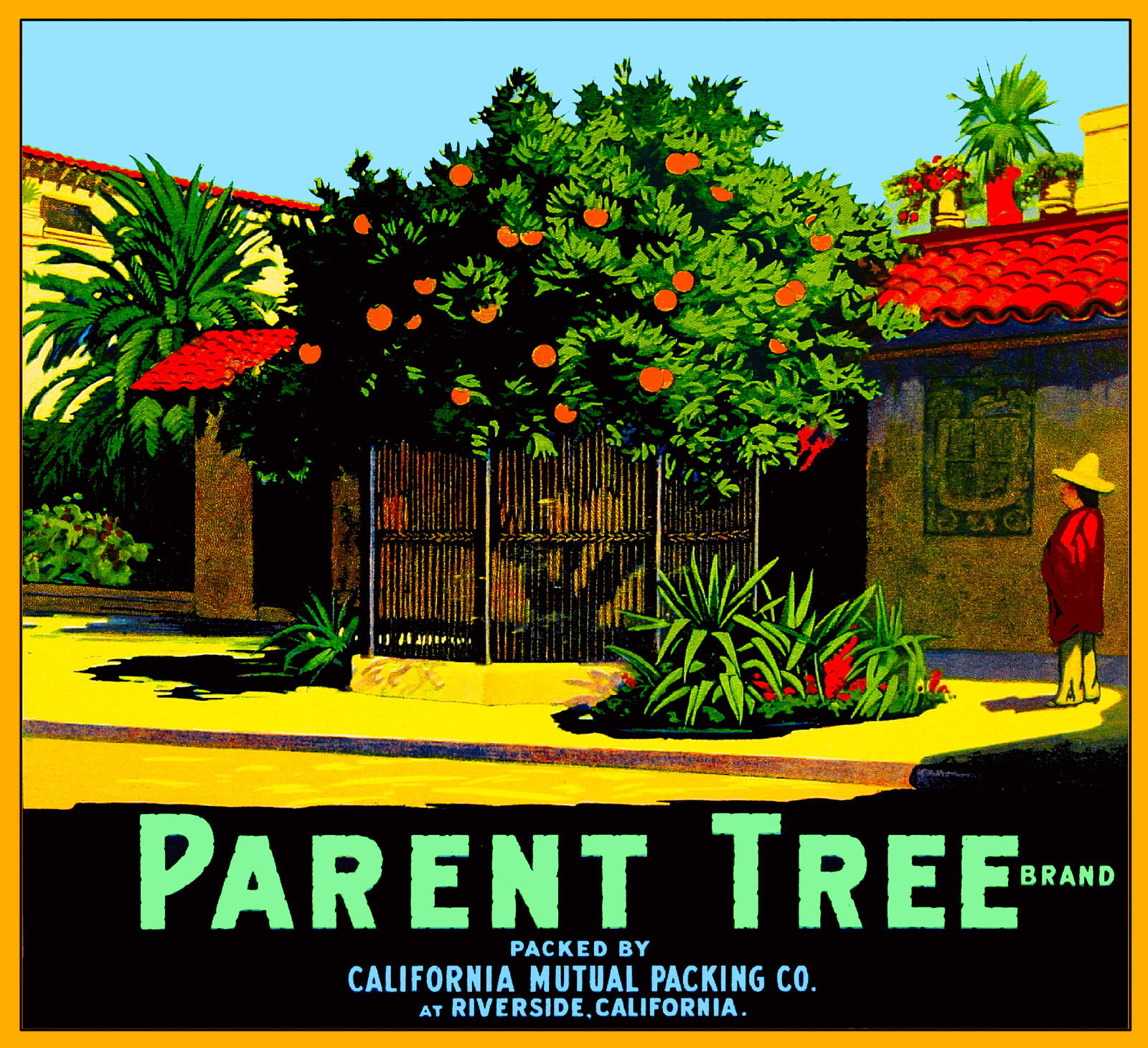Riverside Mission Inn Parent Tree Orange Citrus Fruit Crate Label Art Print