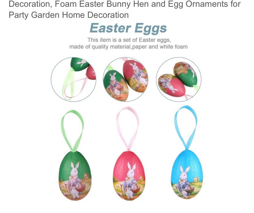 24 💥 PAPER MACHE DECOUPAGED Hanging Ornaments Rabbit Decoration Color EGG Lot