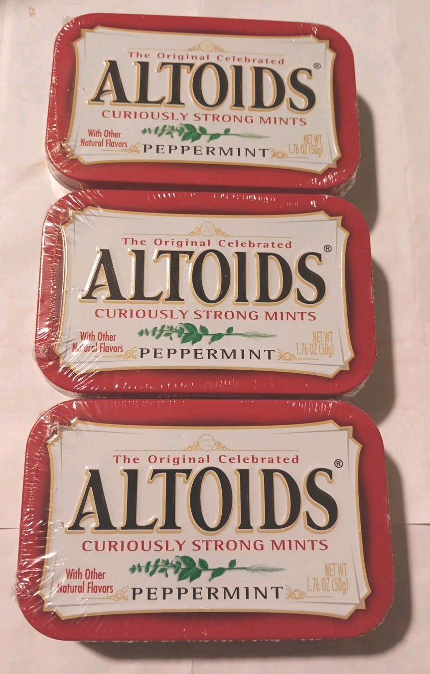 Wrigley Curiously Strong Mints 1.76 Oz. Tin Empty Peppermint.