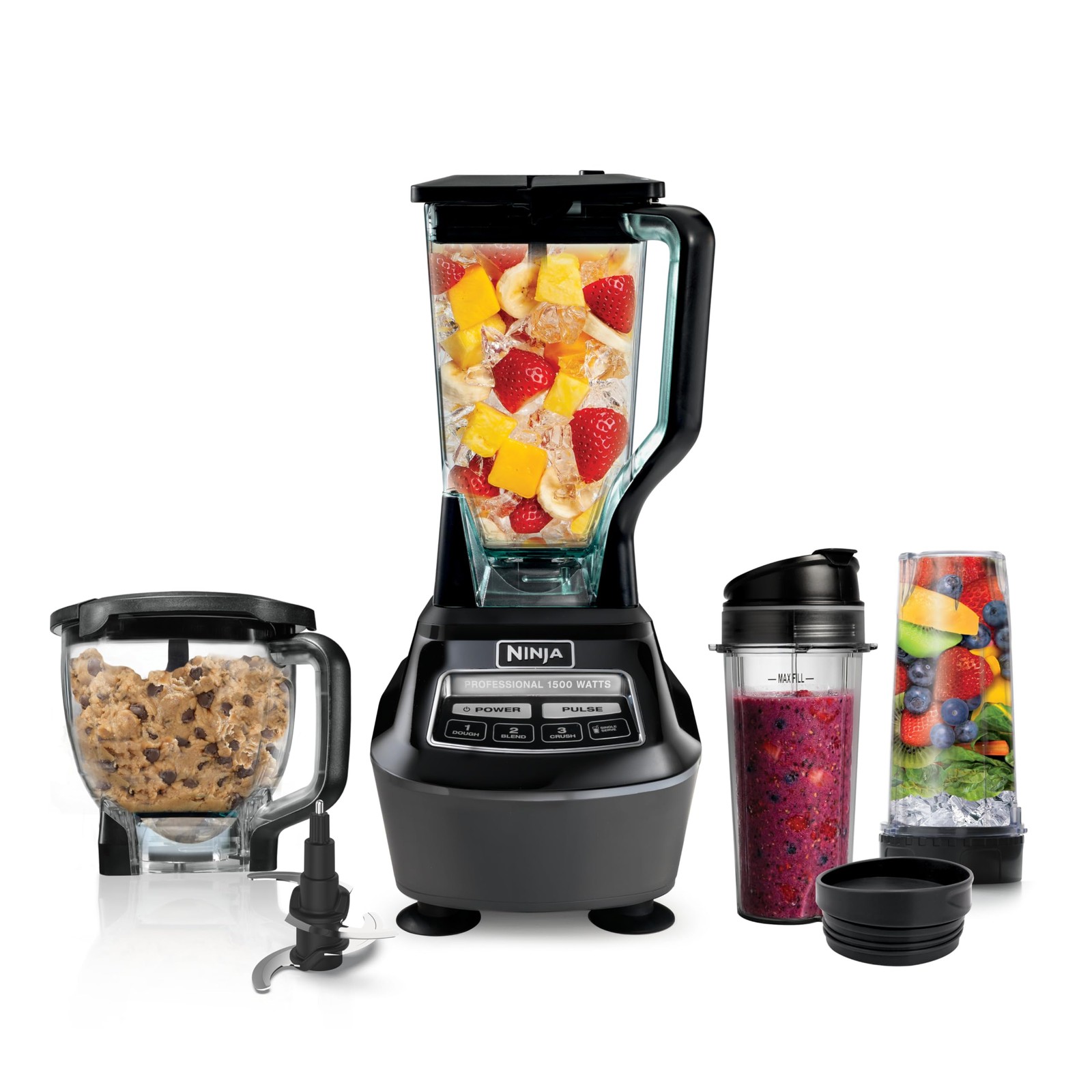 Ninja Kitchen System | All-in-One Food with 2 Nutri Cups + Lids, Black