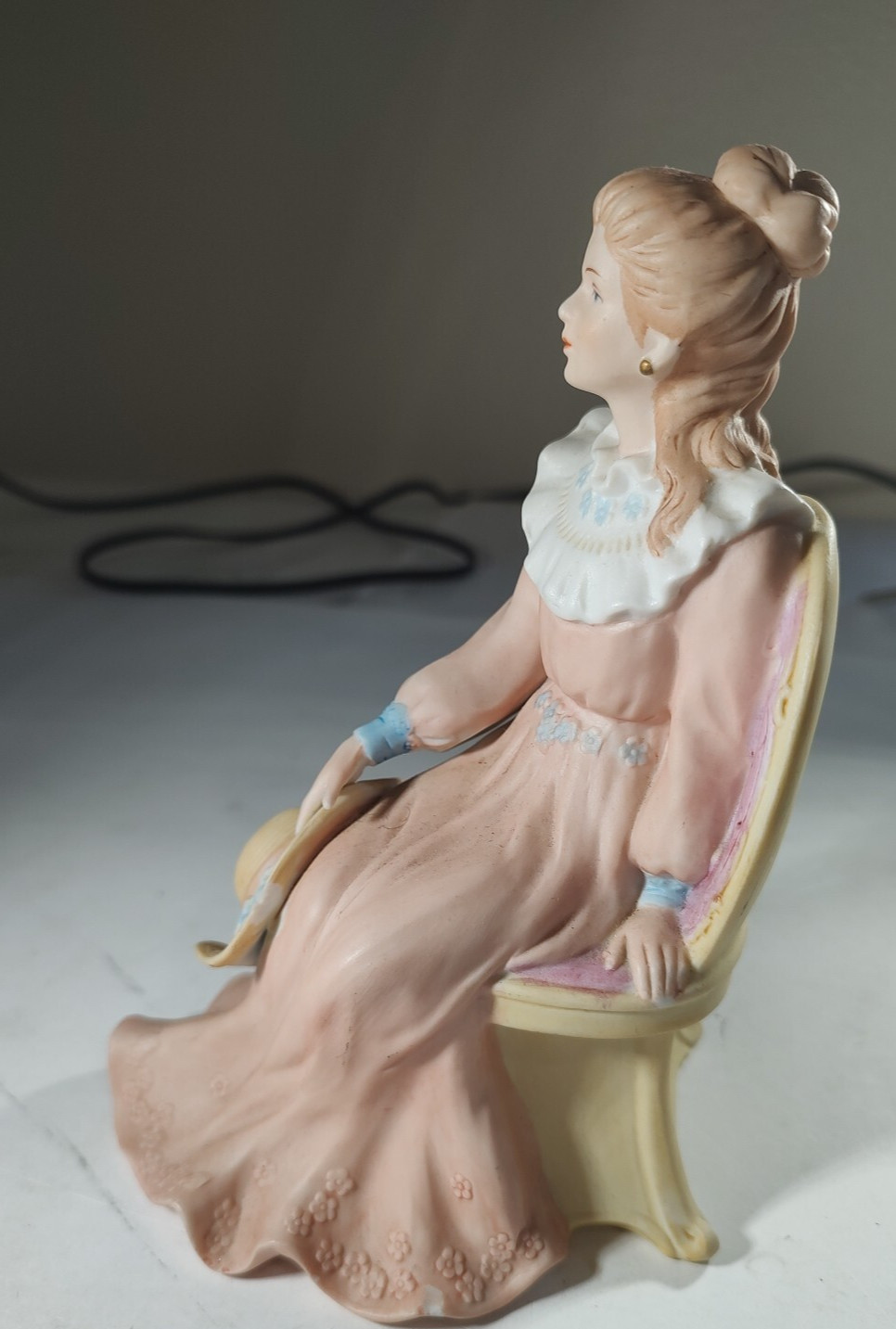 Porcelain Figurine: Victorian Lady Sitting Vintage Homco No. 1439