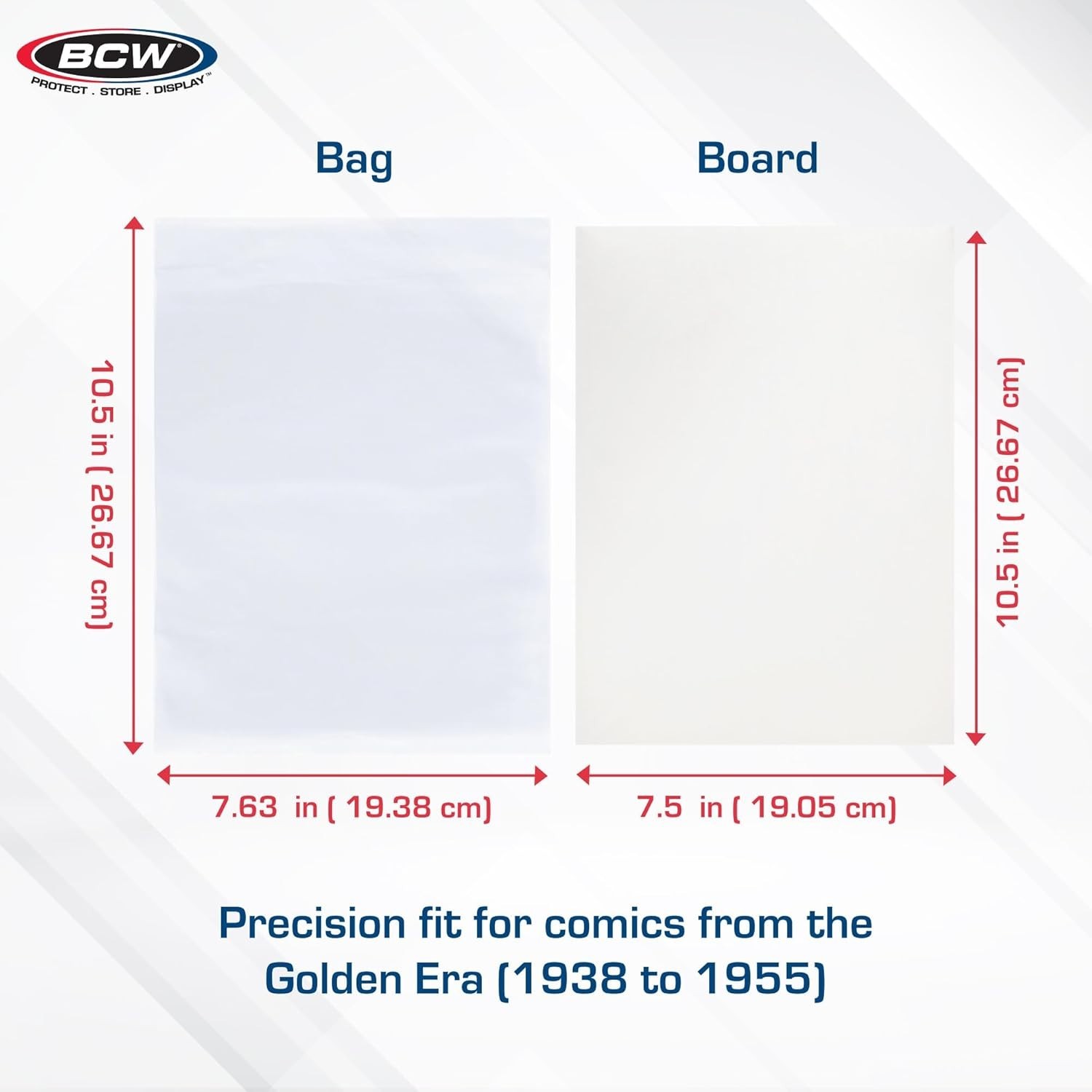 100 Pack BCW Golden Age Comic Book Bags (Resealable) And Boards Acid Free