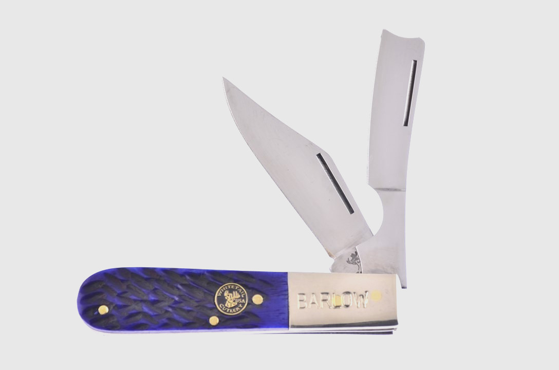 RARE Barlow Razor Pocket Knife Blue Bone Handles Razor & Clip Blades, 3-3/8″