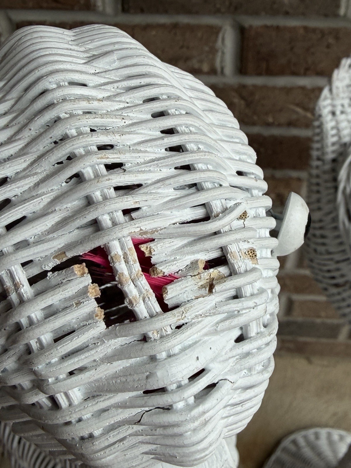Vtg White Wicker Flamingo Planters (2) 36” Tall Porch Patio Indoor Outdoor Decor