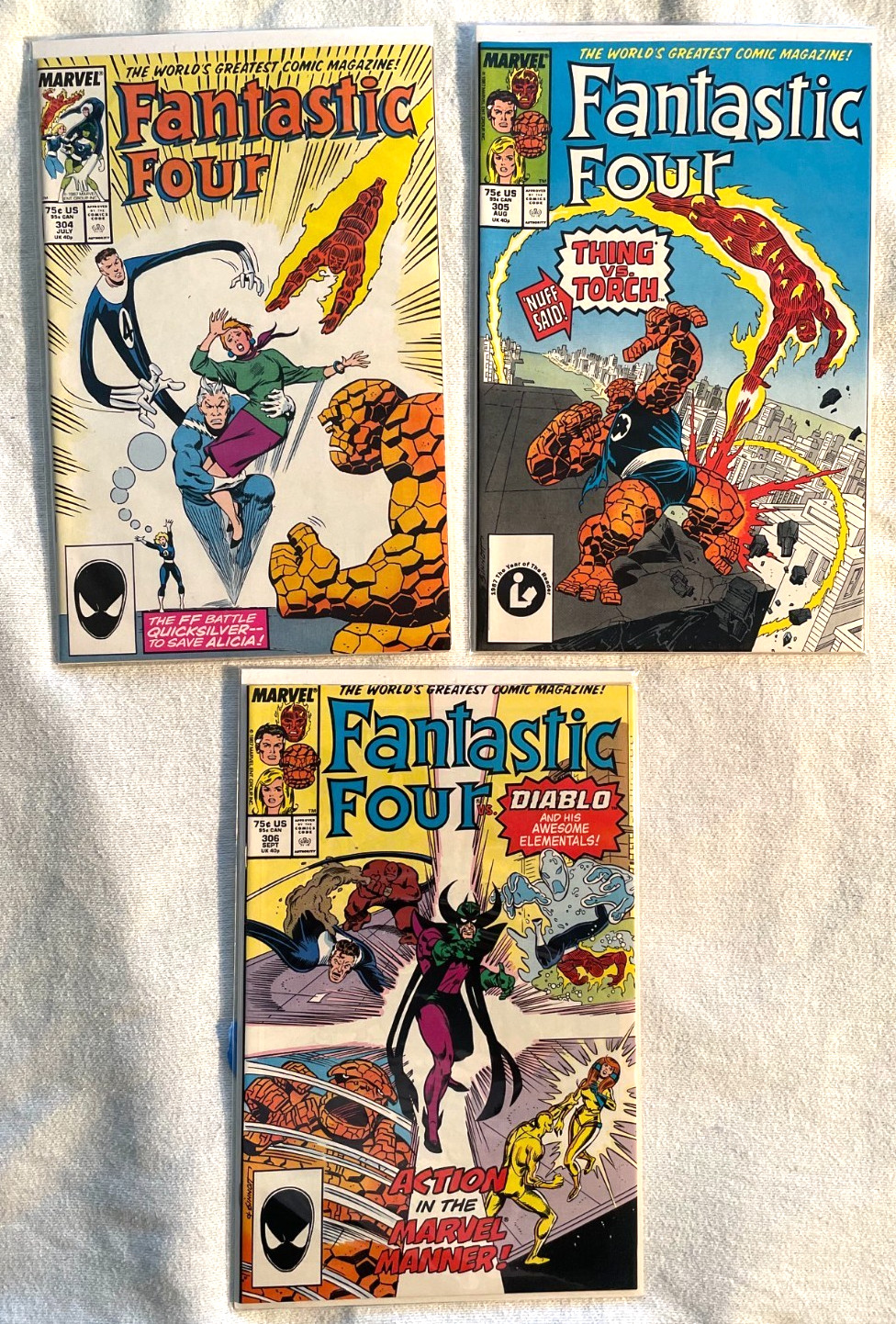 Fantastic Four #304 #305 #306 ***THREE COMIC LOT** -MARVEL COMICS -1987