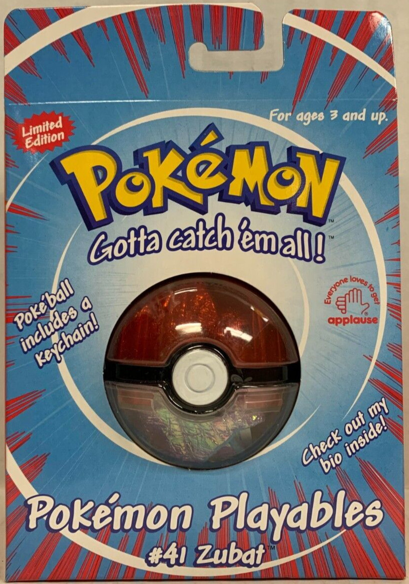 1999 APPLAUSE POKEMON PLAYABLES #41 ZUBAT POKEBALL PLUSH KECHAIN NEW SEALED
