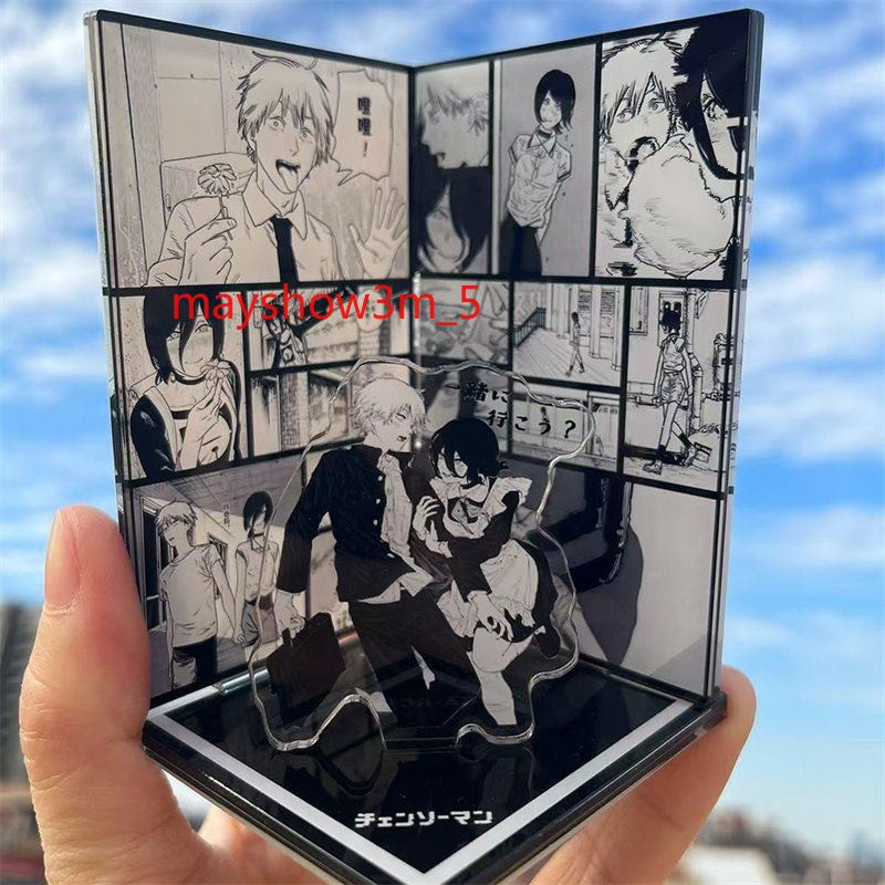 Anime Chainsaw Man Reze Scene Acrylic Desktop Stand Figure Ornament Display Toy