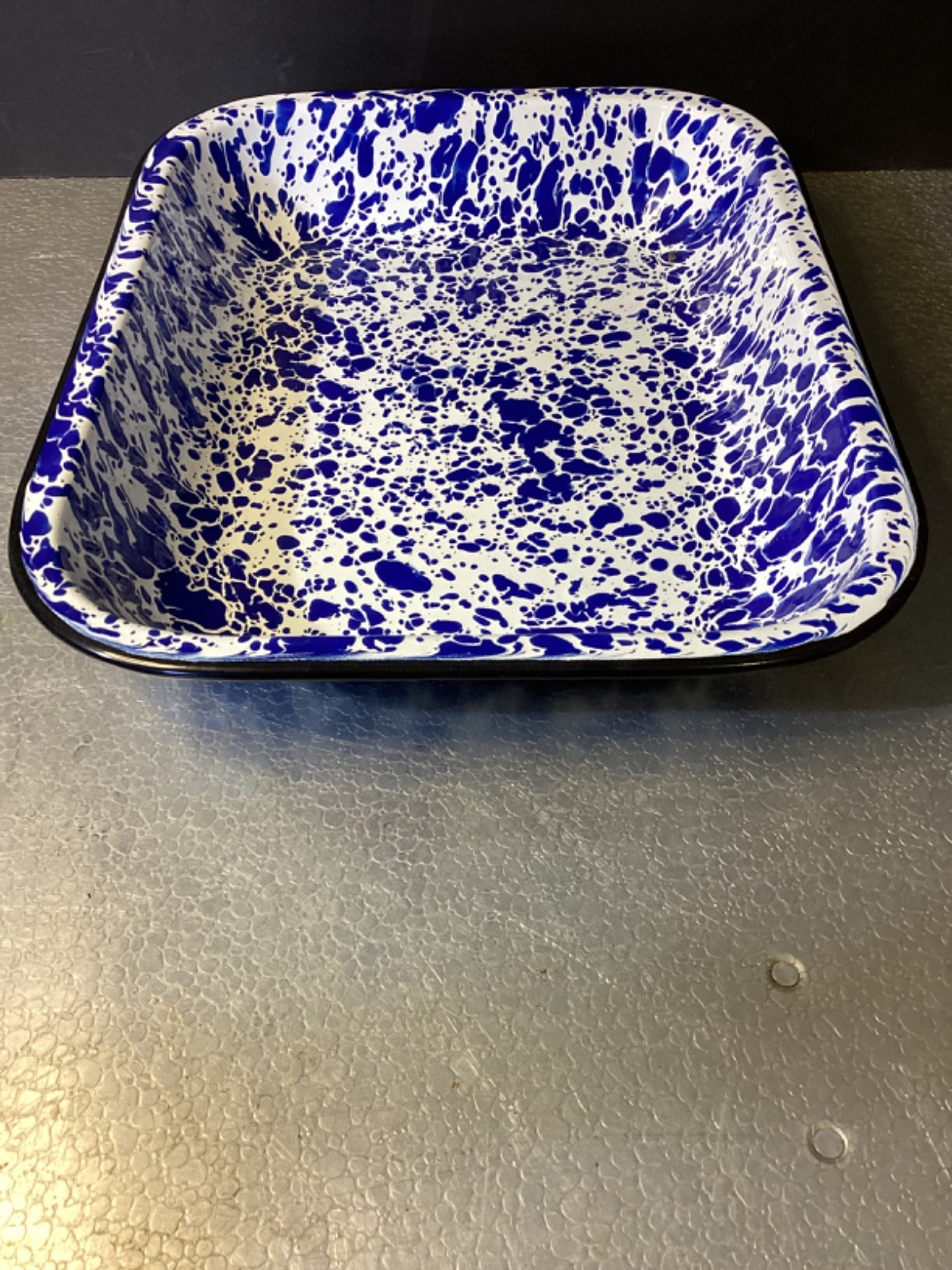 Blue & White Splatter Speckled Enamelware Casserole Baking Dish – 11” x 9”