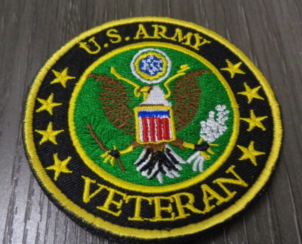 US ARMY VETERAN COLOR Embroidered Hook and Loop Tactical Morale Patch 3 INCH NEW