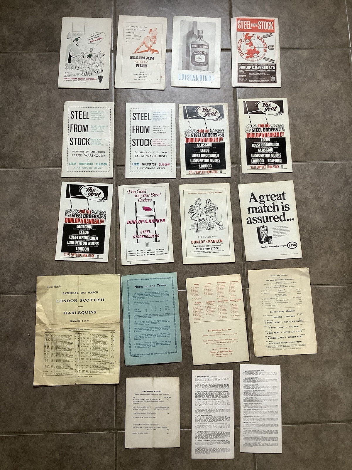 VINTAGE RUGBY EPHEMERA OFFICIAL PROGRAMMES BUNDLE JOB LOT