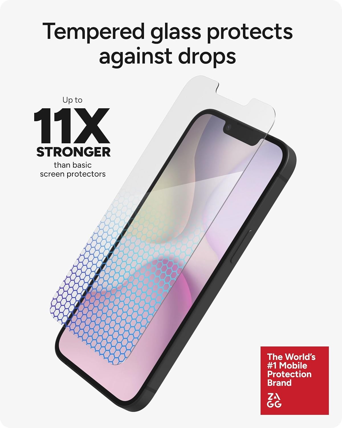 ZAGG XTR5 Screen Protector for iPhone 17e/ 16e/ 14/13/ 13 Pro – Glass, Blue Ligh