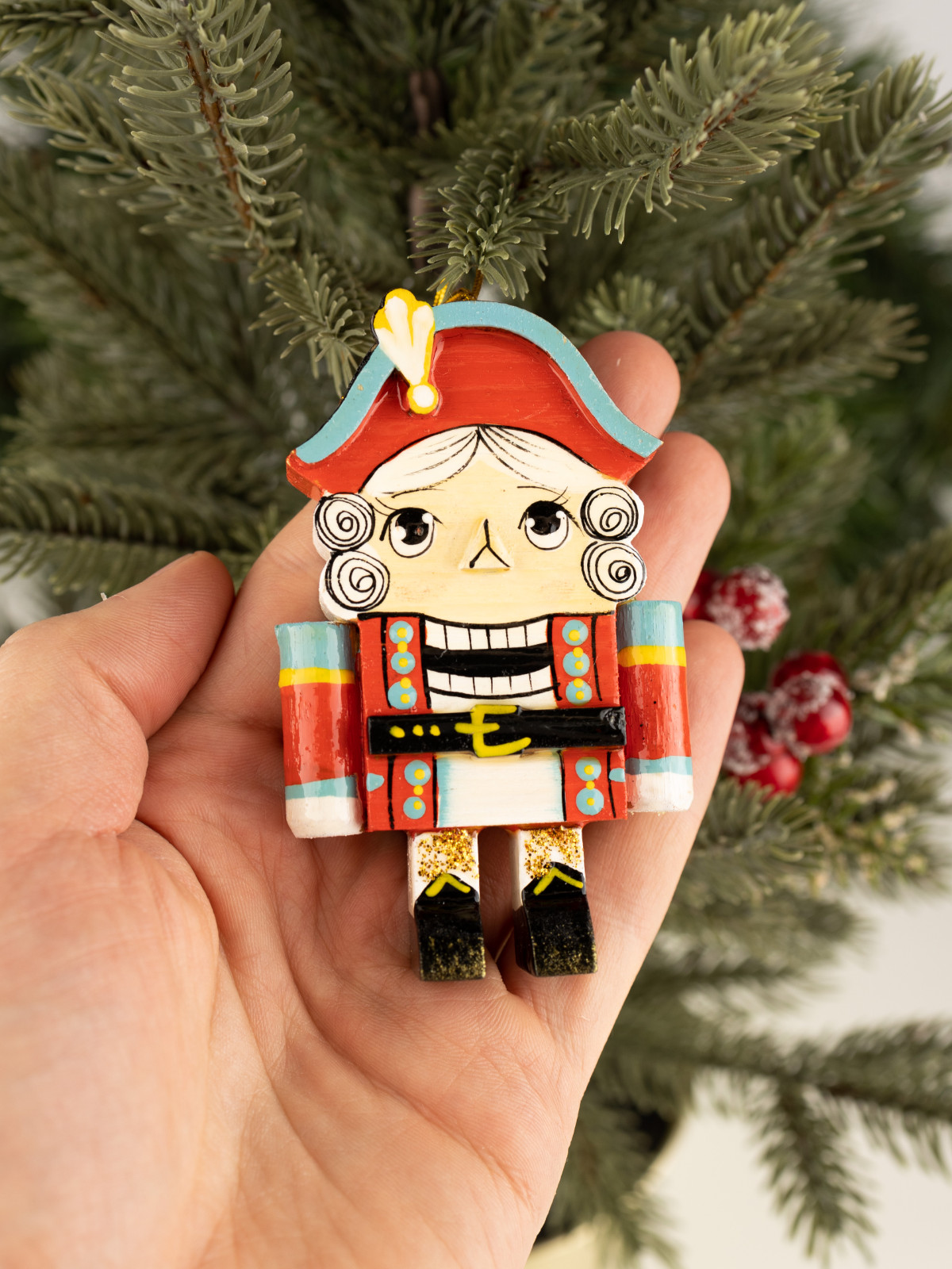 Nutcracker 3.7” (9.5cm) Nutcracker ornaments Red nutcracker figurine Hand Paint