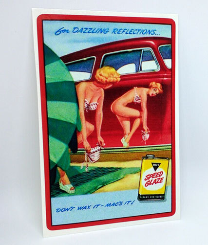 Mac’s Speed Glaze Vintage Style Decal / Sticker, 1950’s Pinup