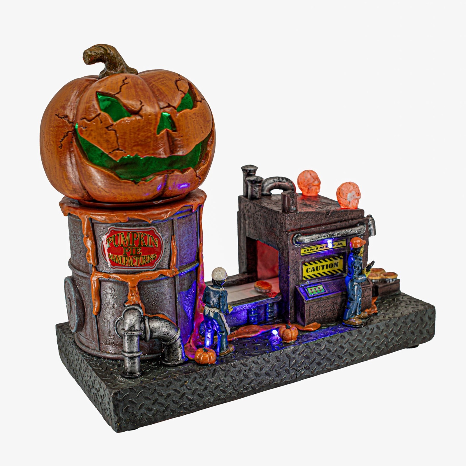 FG Square Pumpkin Pie Manufacturing Spooky Halloween Village Decor 11x 6×10″