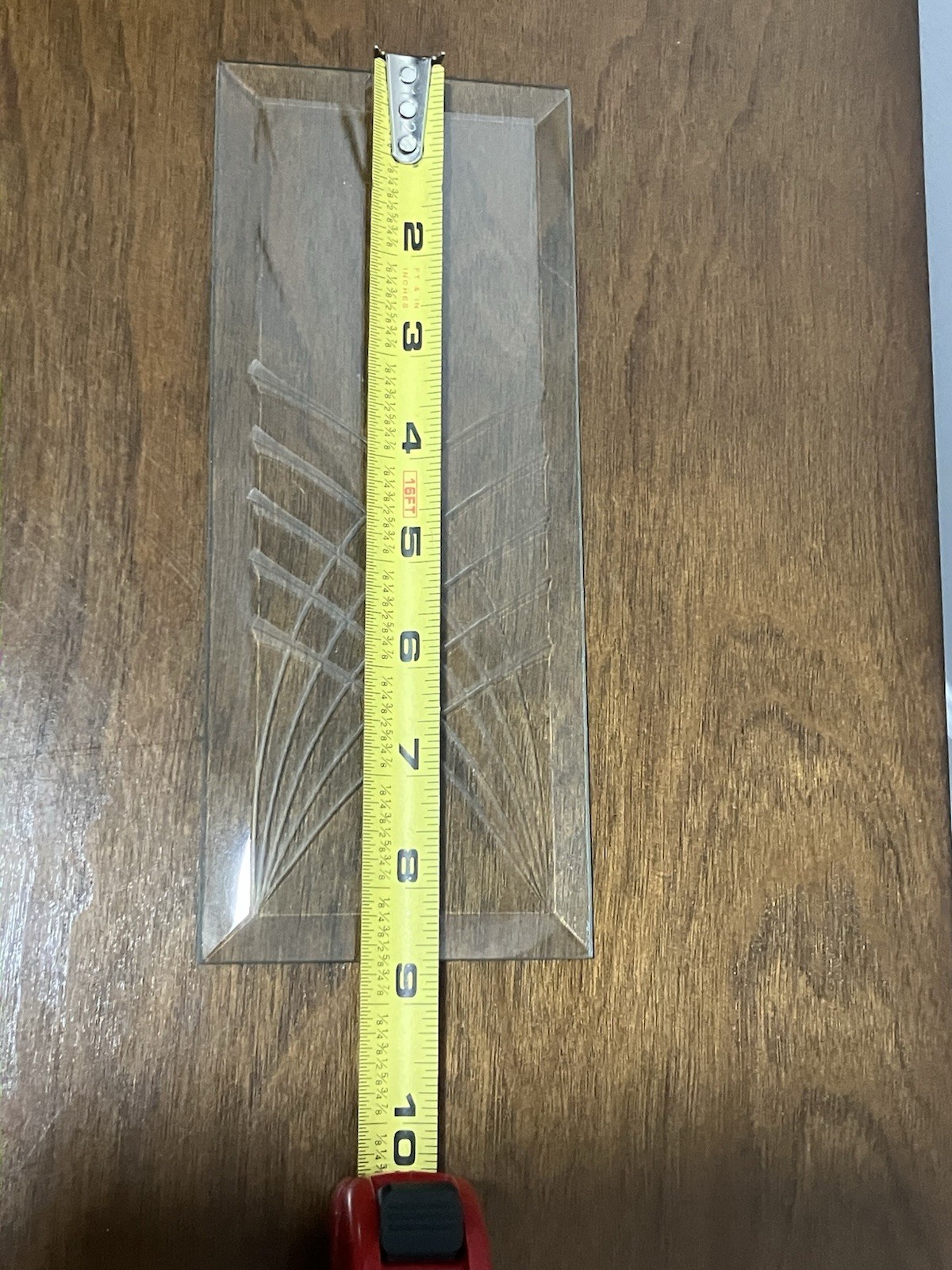 Chandelier Lamp 8-5/8″ Rectangular Beveled 1 Glass Panel 10 Bend Curved Lines