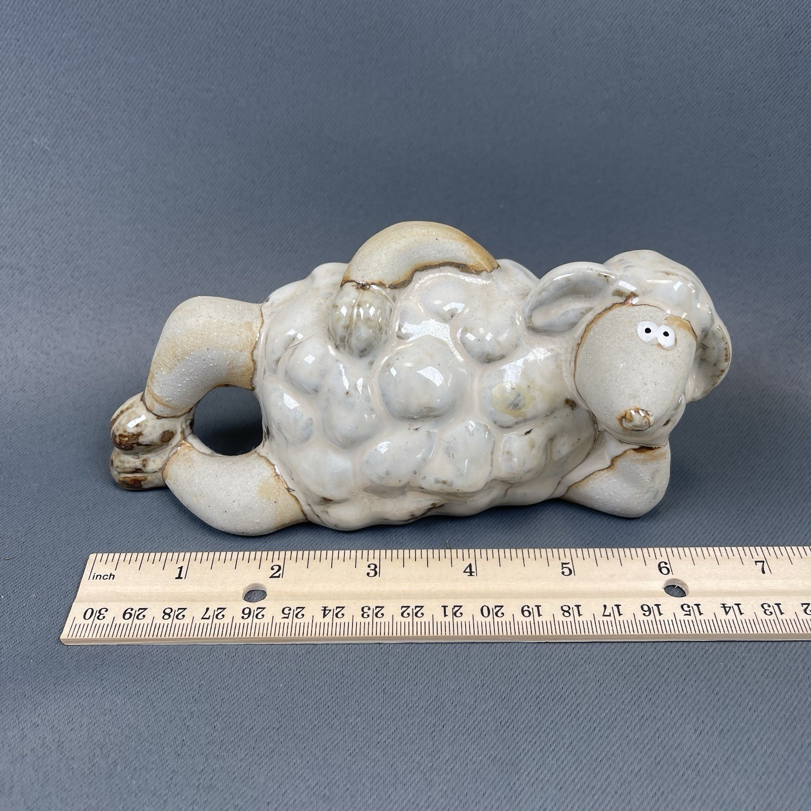Seductive Anthropomorphic Sheep Lamb Ceramic Pottery Whimsical Figurine