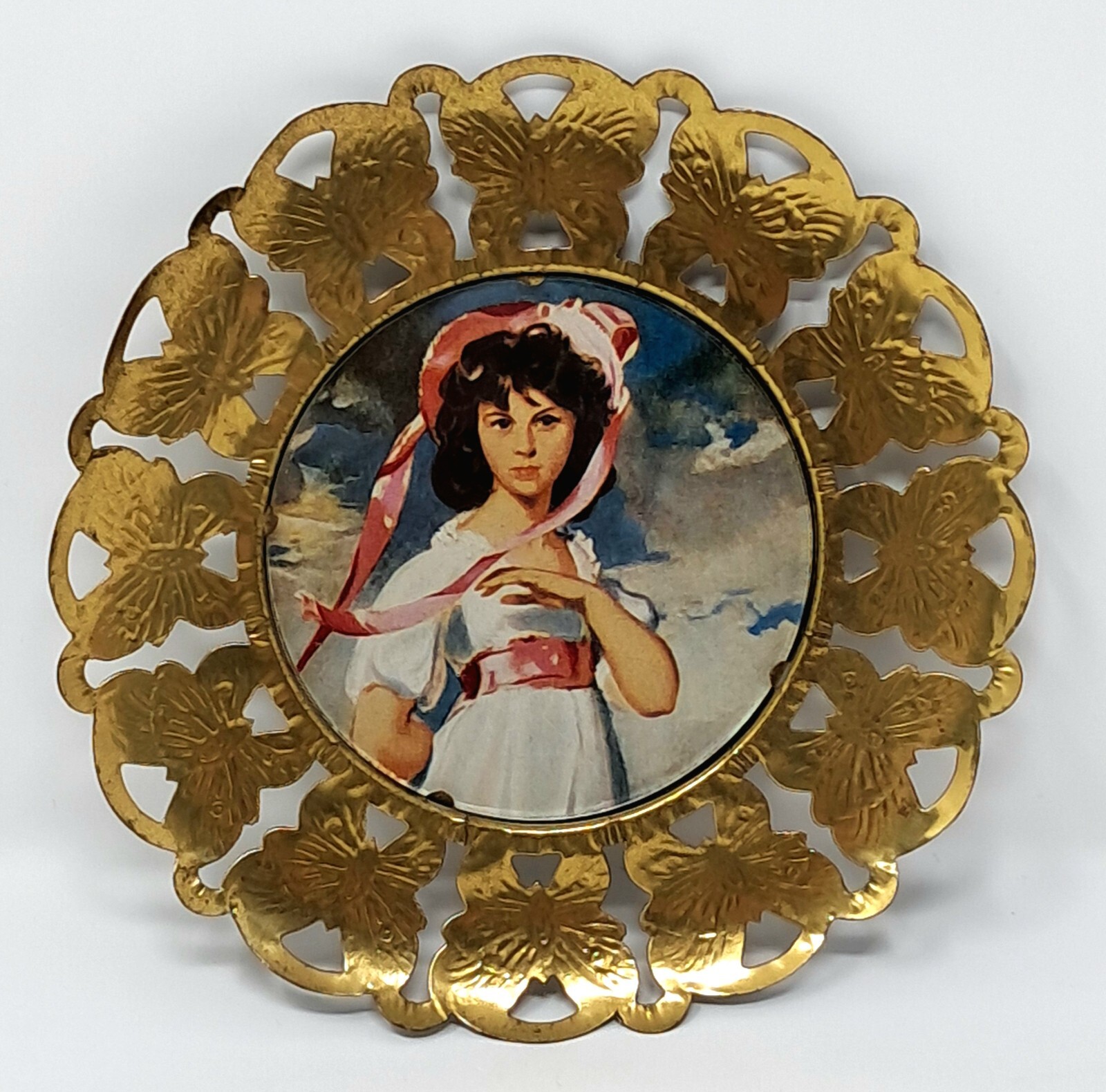 Pinkie vintage Print 6″ Brass Butterfly Frame thomas lawrence Made in England