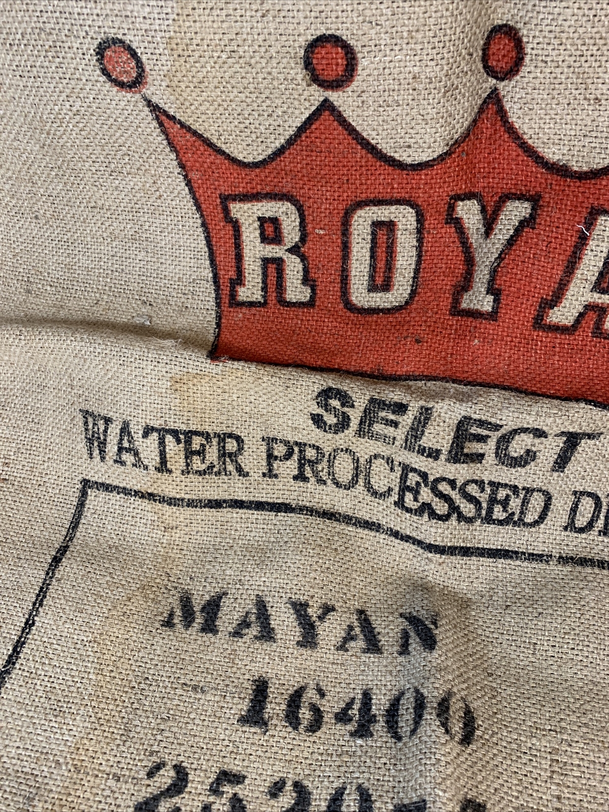 Authentic Royal Select Mayan Coffee Bean Burlap Jute Sack Bag 28″ x 44