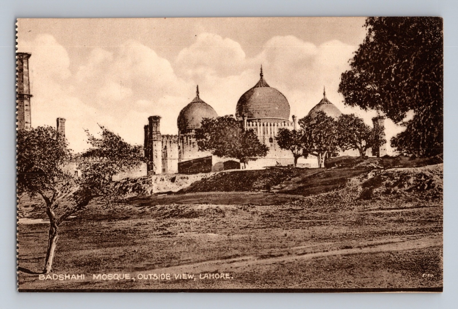 Outside View Badshahi Mosque Lahore Pakistan Postcard RPPC 5150 Punjab Society